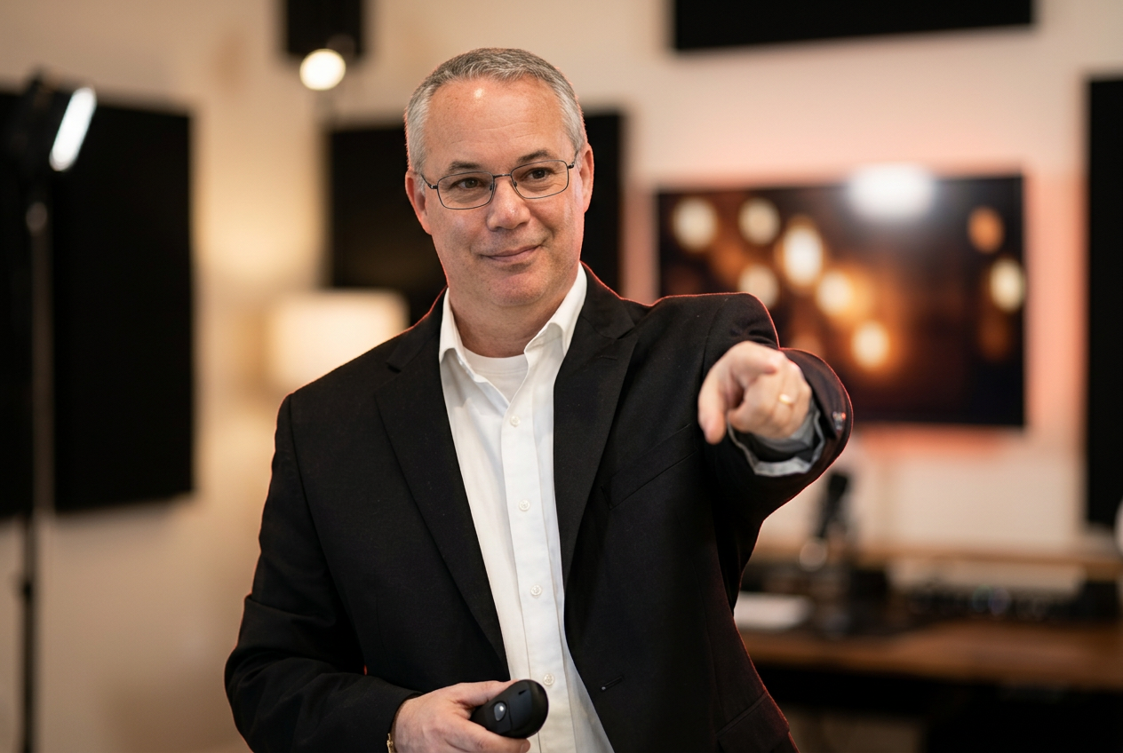 Sean Van Tyne presenting at the Great Minds 360 studio
